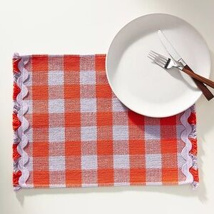 Anthropologie Helana Woven Gingham Placemat 19”x14”
